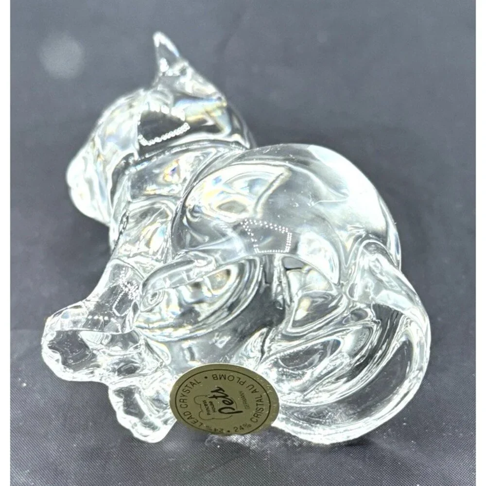 Princess House 24% Lead Crystal Paperweight -Kitten Cat Figurine Original Box